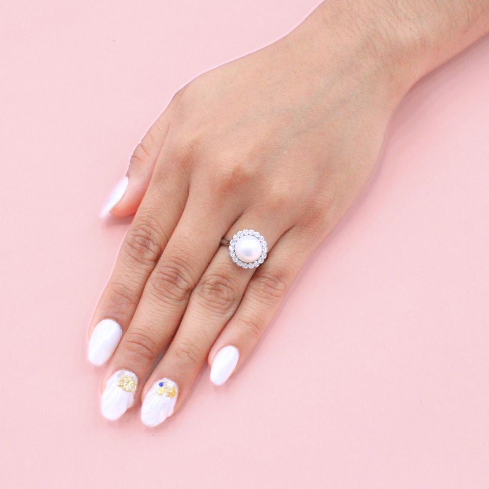 Anillo para Dama de Plata .925 Diseño Elegante con Incrustación de Perla mod. 1179