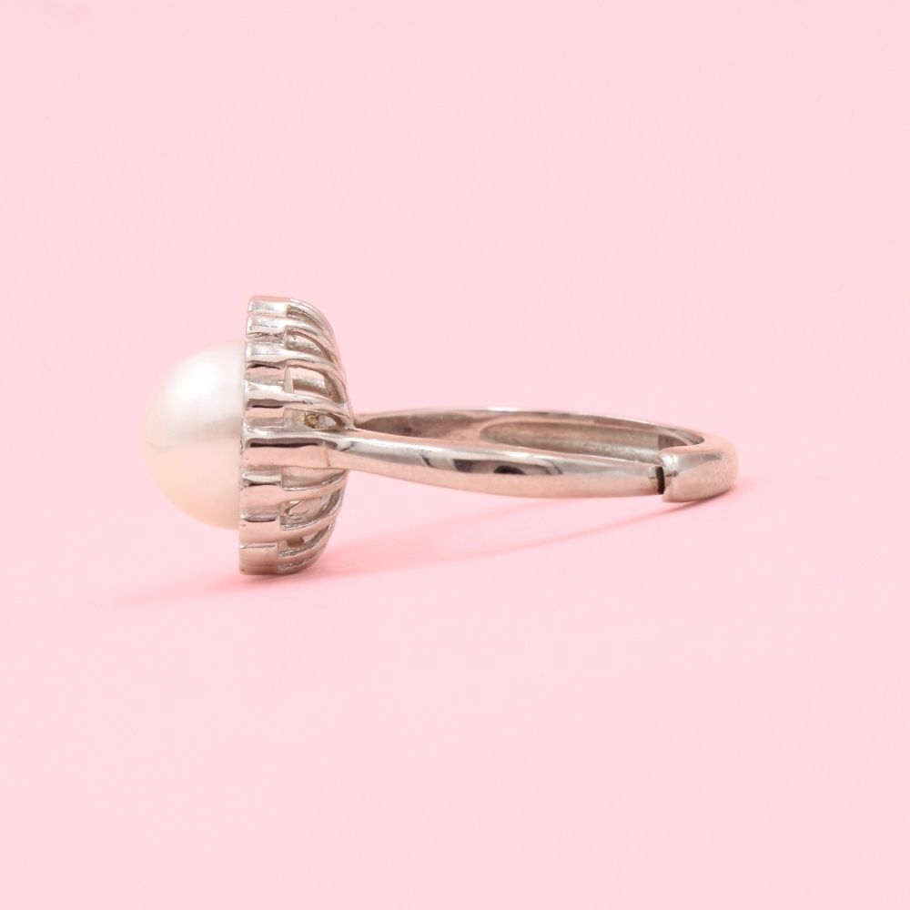 Anillo para Dama de Plata .925 Diseño Elegante con Incrustación de Perla mod. 1179