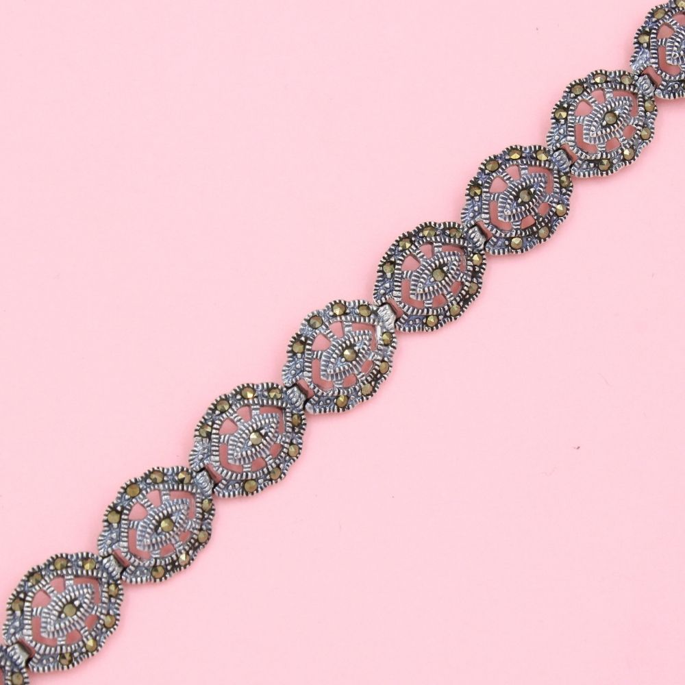 Pulsera de Eslabones Sólidos Incrustados con Marquesitas mod. 0797