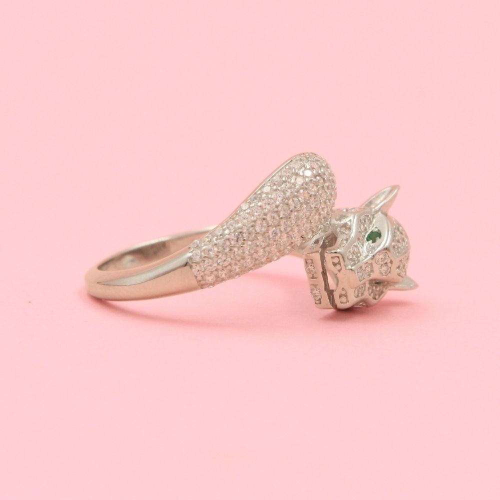 Anillo Pantera Incrustado de Zirconias de Diseño Abierto mod. 0691