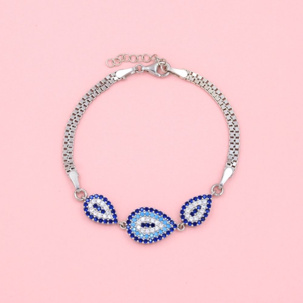 Pulsera de Plata .925 con Ojo Turco en Gota con Zirconias mod. 0985