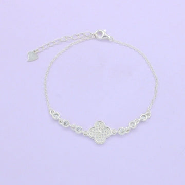 Pulsera de Plata .925 Diseño de Tréboles con Ónix Azul mod. 1041