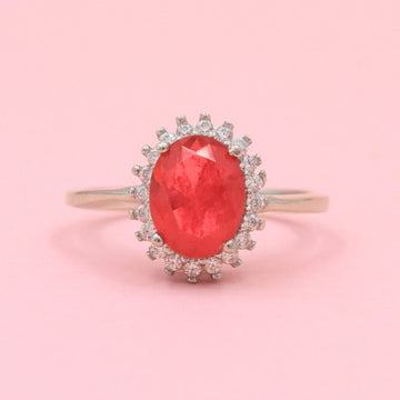 Anillo Especial con Zirconia Oval de Color Rosa Rodonita mod. 0715