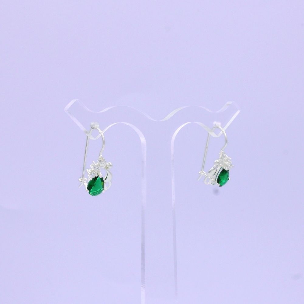 Arete Largo de Plata .925 con Diseño Fino Incrustado de Zirconias mod. 1597