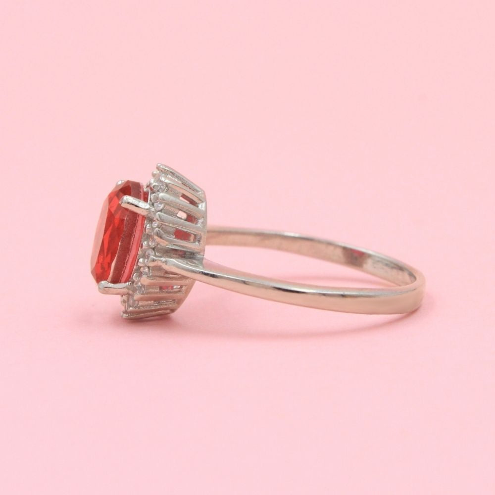 Anillo Especial con Zirconia Oval de Color Rosa Rodonita mod. 0715