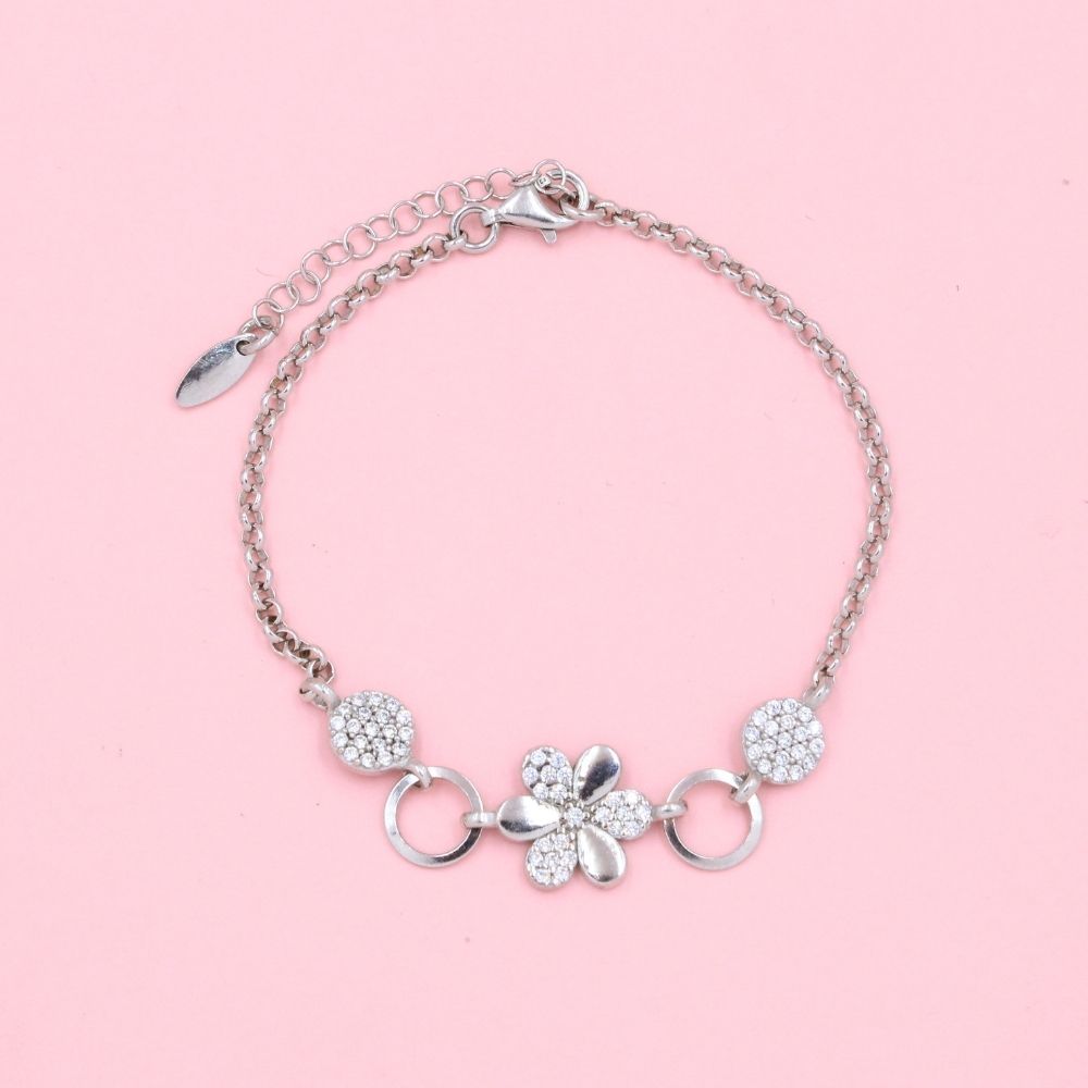 Pulsera con Flor Incrustada de Zirconias mod. 0798