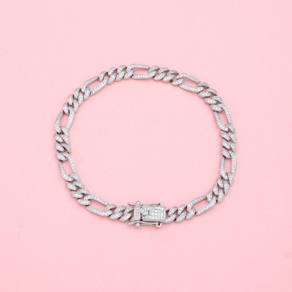 Pulsera de Plata .925 Tejido Cartier Incrustado con Zirconias mod. 1281
