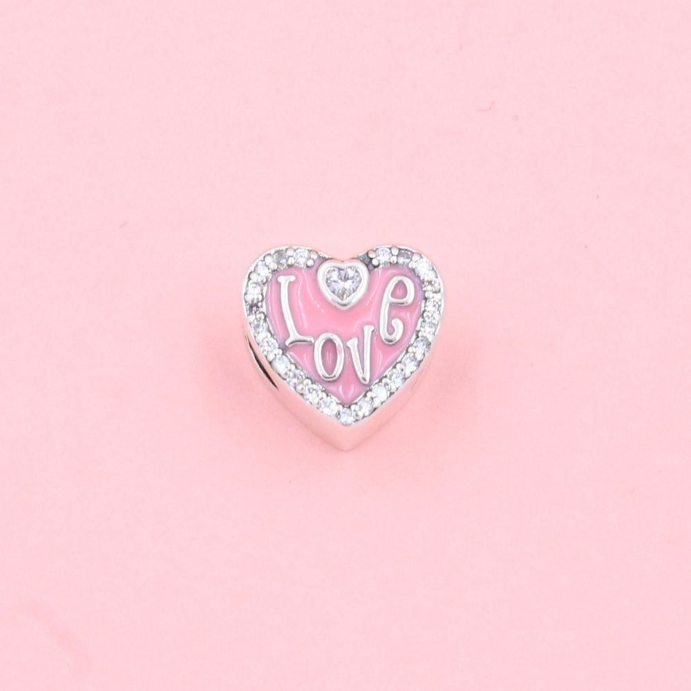 Charm de Plata .925 Love Corazón Rosa mod. 0925