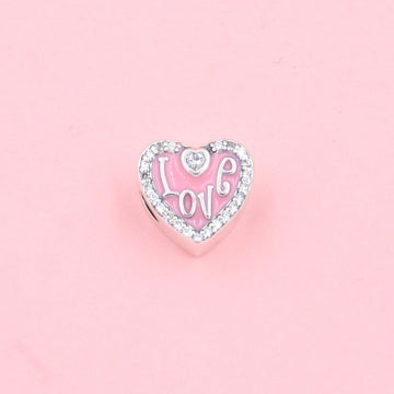 Charm de Plata .925 Love Corazón Rosa mod. 0925
