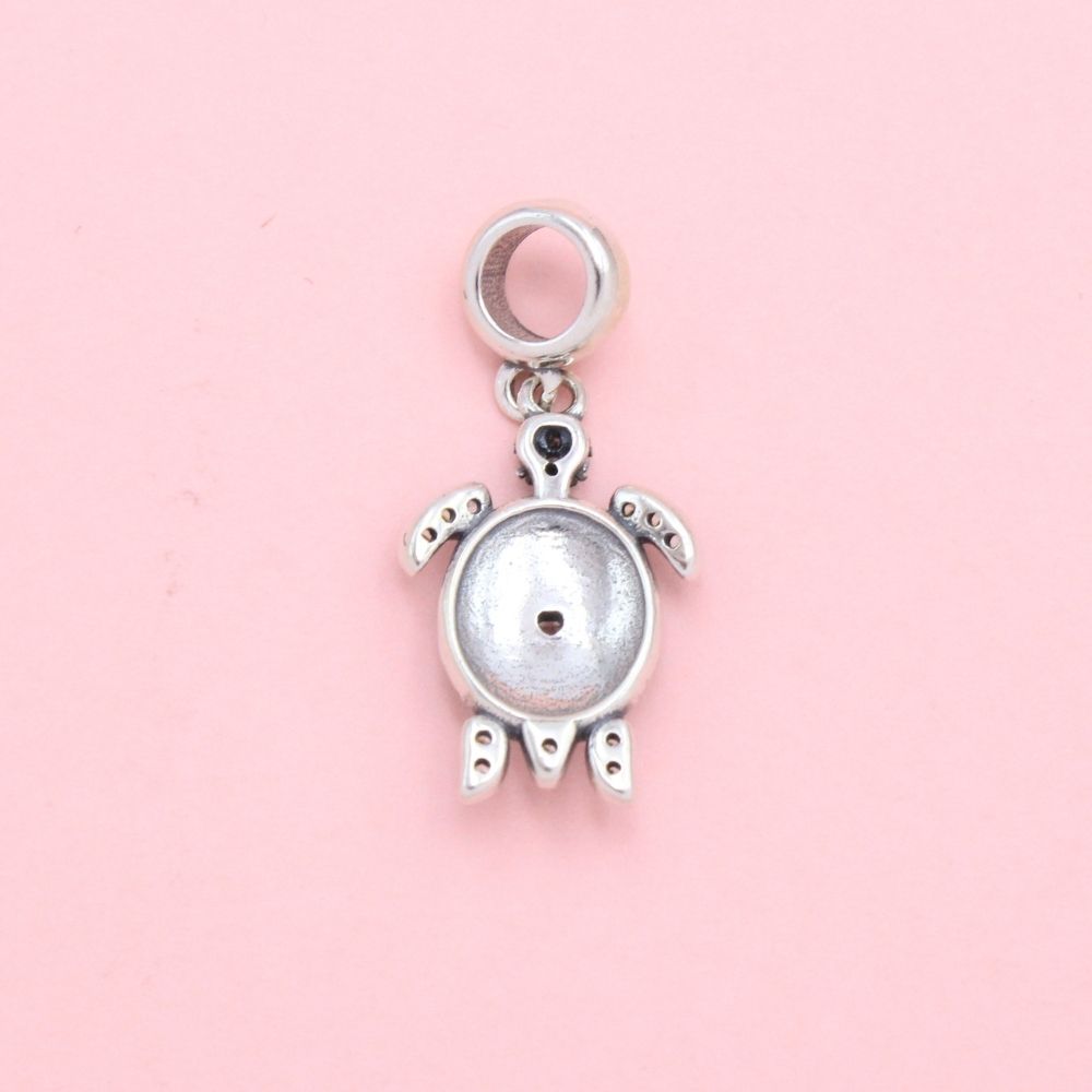 Charm de Plata .925 Tortuga de Esmalte Verde e Incrustada con Zirconias mod. 1308