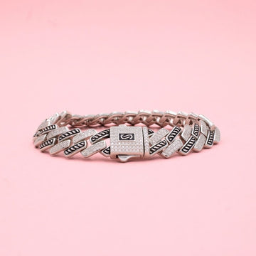 Pulsera Monaco Chain de Plata .925 Tejido Edge con Zirconias mod. 1342