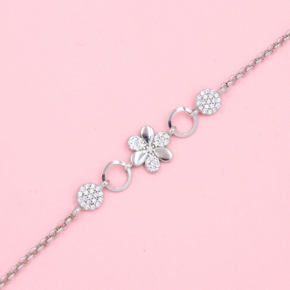 Pulsera con Flor Incrustada de Zirconias mod. 0798