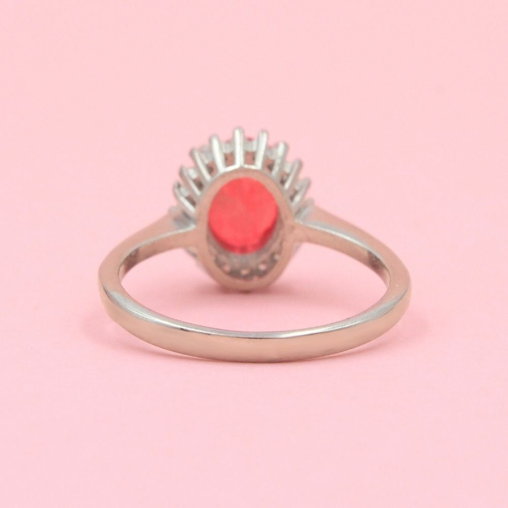 Anillo Especial con Zirconia Oval de Color Rosa Rodonita mod. 0715