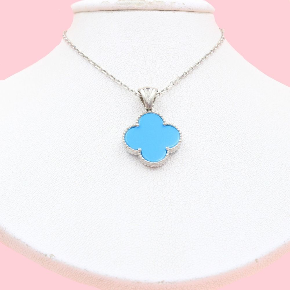 Gargantilla de Plata .925 Trébol Incrustado de Turquesa mod. 1199