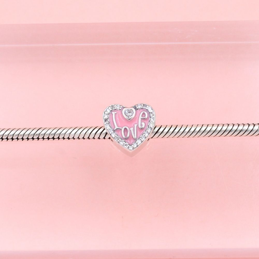 Charm de Plata .925 Love Corazón Rosa mod. 0925