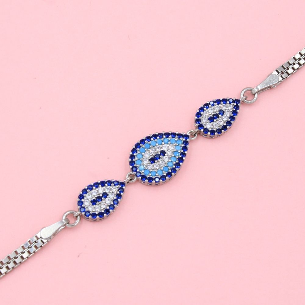 Pulsera de Plata .925 con Ojo Turco en Gota con Zirconias mod. 0985