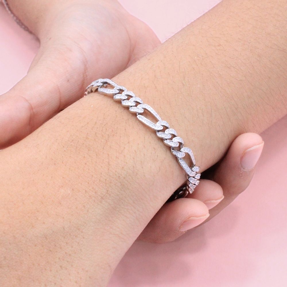 Pulsera de Plata .925 Tejido Cartier Incrustado con Zirconias mod. 1281