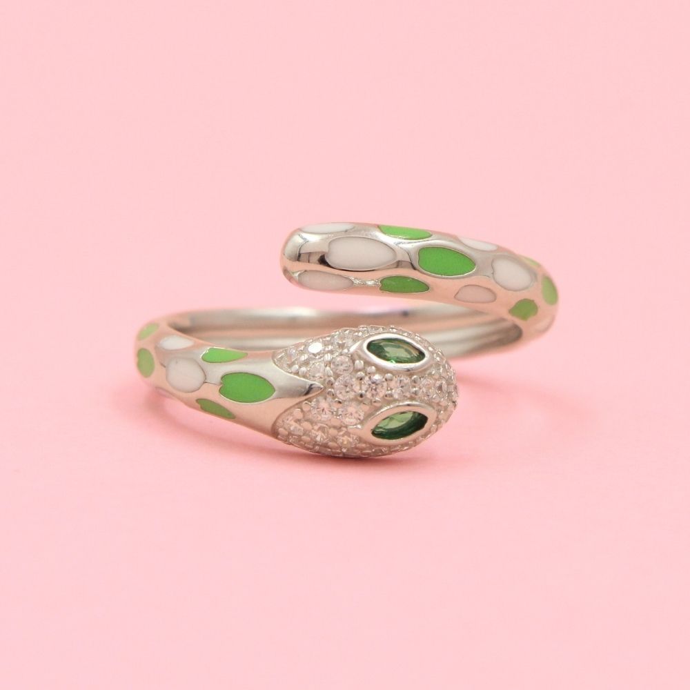 Anillo Serpiente con Diseño de Colores y Zirconias Brillantes mod. 0693