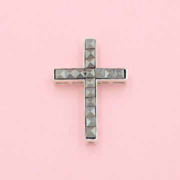 Cruz de Plata .925 de Diseño Hueco con Incrustación de Marquesitas mod. 1257