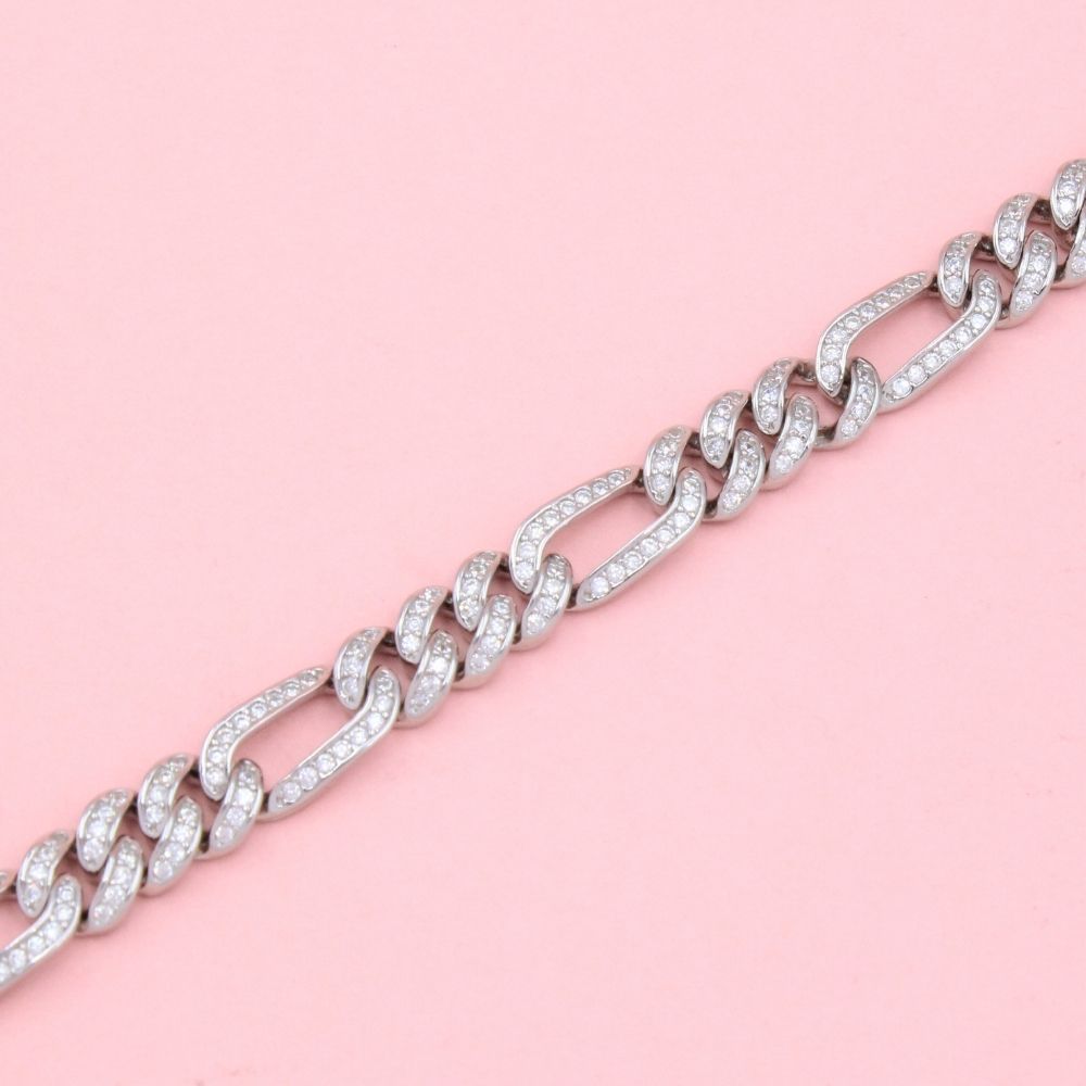 Pulsera de Plata .925 Tejido Cartier Incrustado con Zirconias mod. 1281