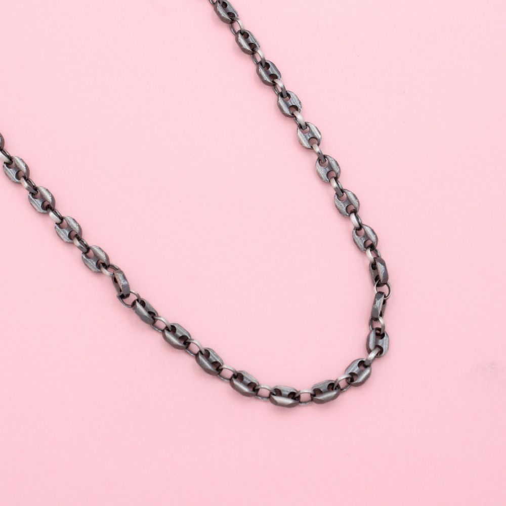 Cadena para Caballero de Plata .925 Color Negro de Tejido Ancla Hueco mod. 1089