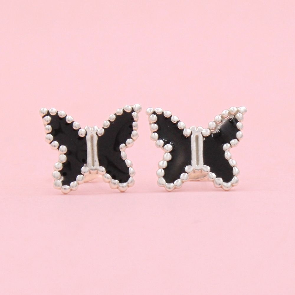 Arete de Plata .925 con Diseño de Mariposa Brillante mod. 1452