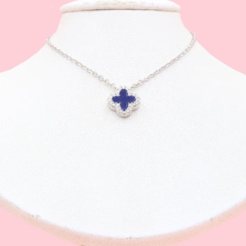 Gargantilla de Plata .925 Trébol de Ónix Azul con Bisel de Zirconias mod. 1200