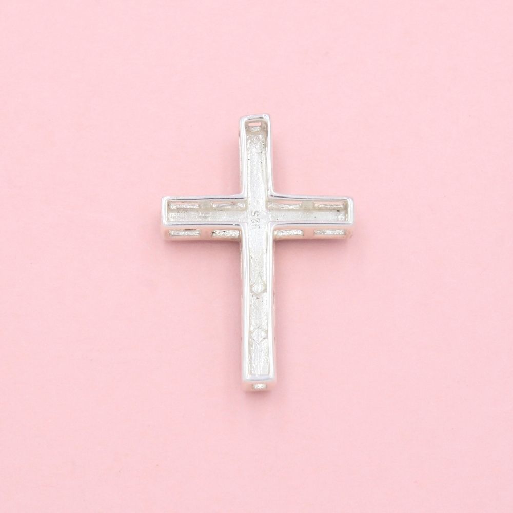 Cruz de Plata .925 de Diseño Hueco con Incrustación de Marquesitas mod. 1257
