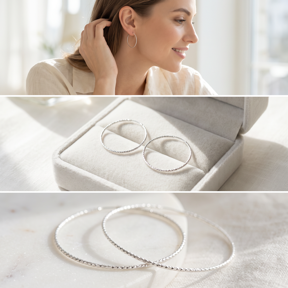 Arracada de Plata .925 Diseño Amplio con Diamantado Fino mod. 3309