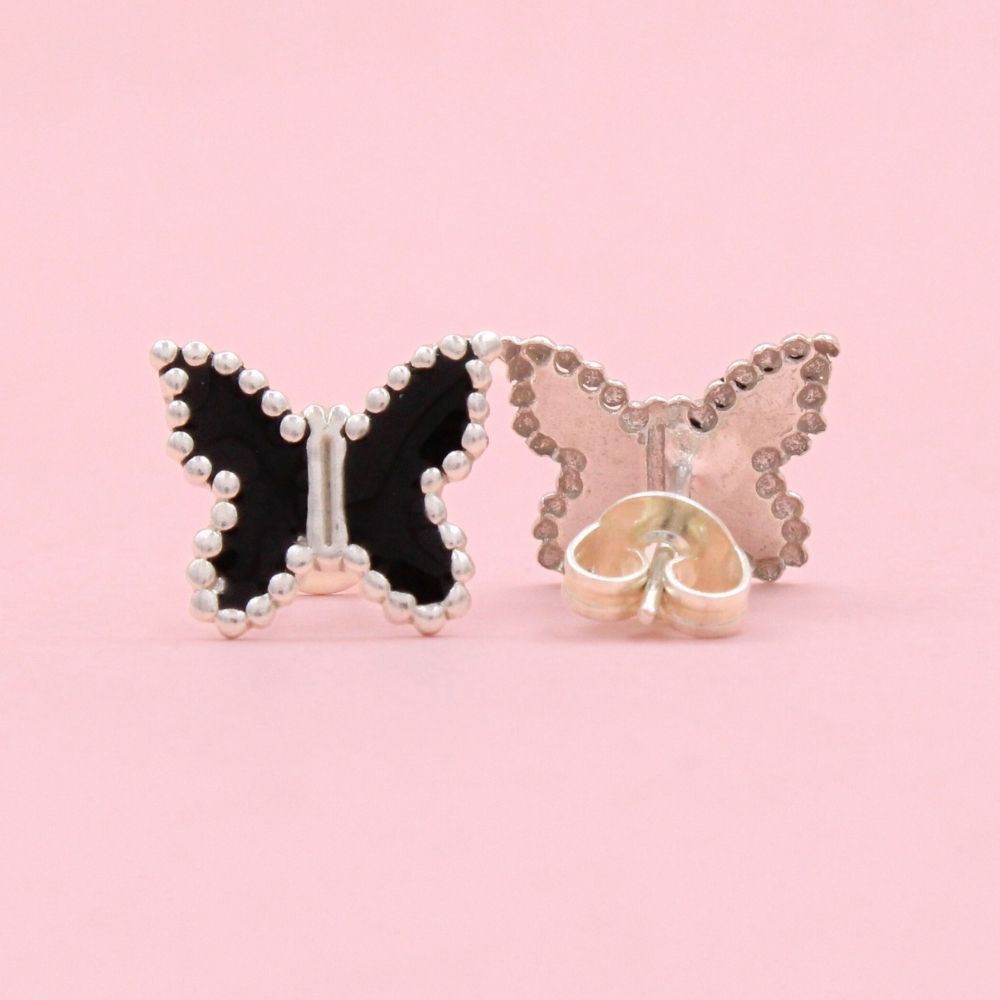 Arete de Plata .925 con Diseño de Mariposa Brillante mod. 1452