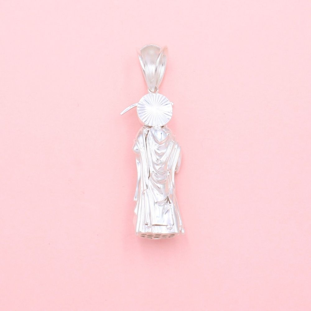 Dije de Plata .925 Santa Muerte de Diseño Hueco con Zirconias Finas mod. 1343