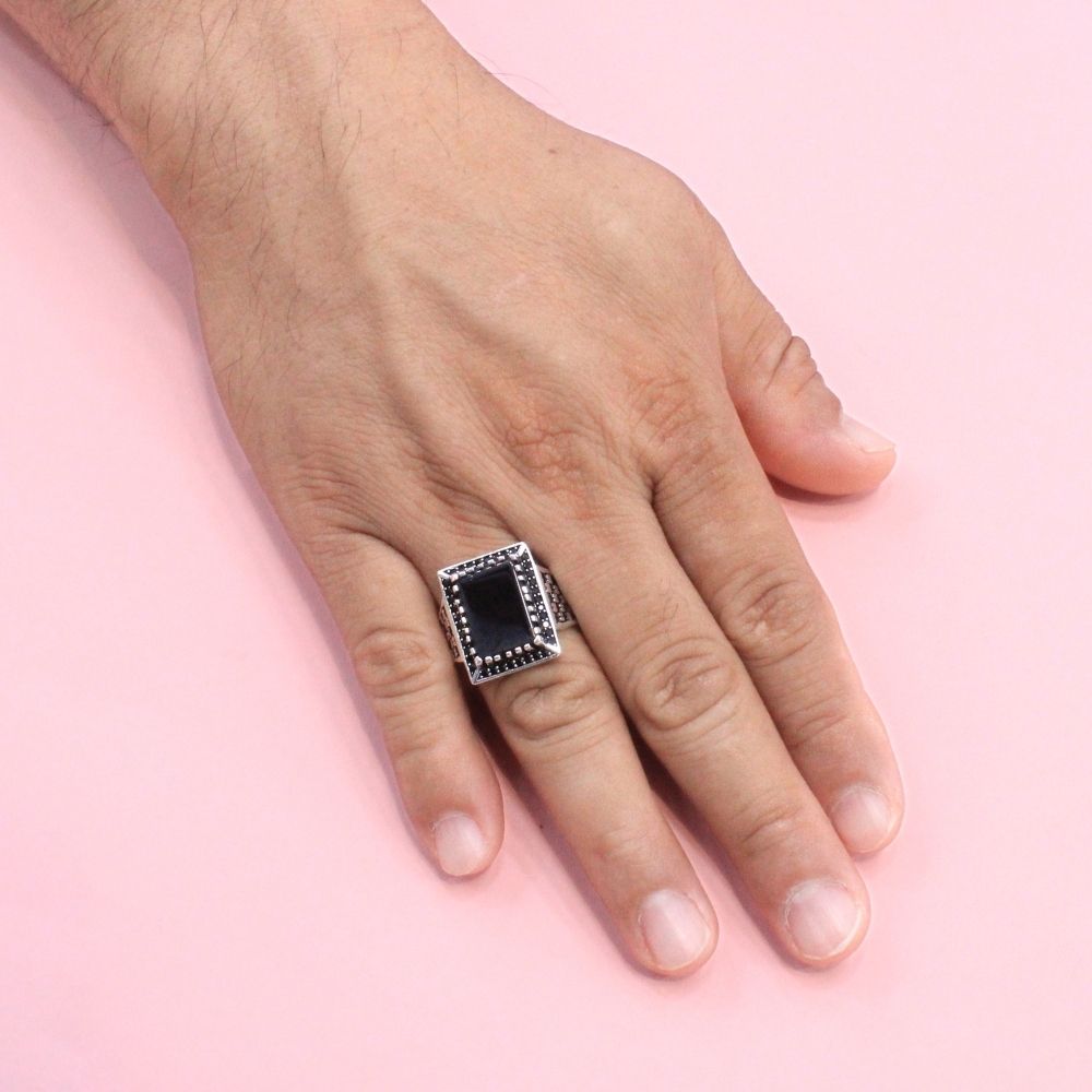 Anillo de Plata .925 Diseño Turco con Ónix 1067 mod.