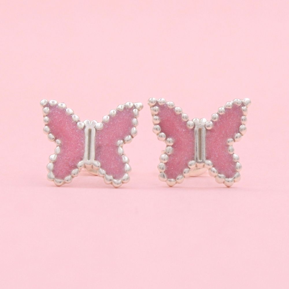 Arete de Plata .925 con Diseño de Mariposa Brillante mod. 1452