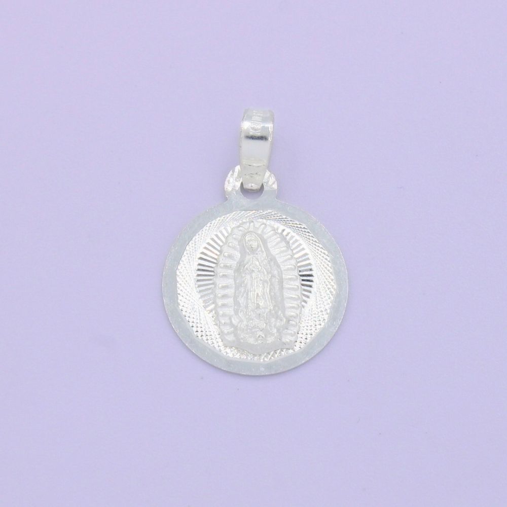 Medalla de Plata .925 de la Virgen Guadalupe con Diamantado mod. 1586