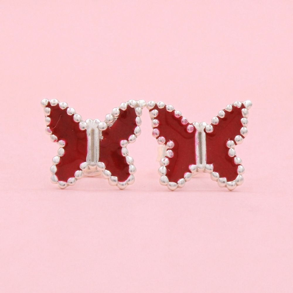 Arete de Plata .925 con Diseño de Mariposa Brillante mod. 1452