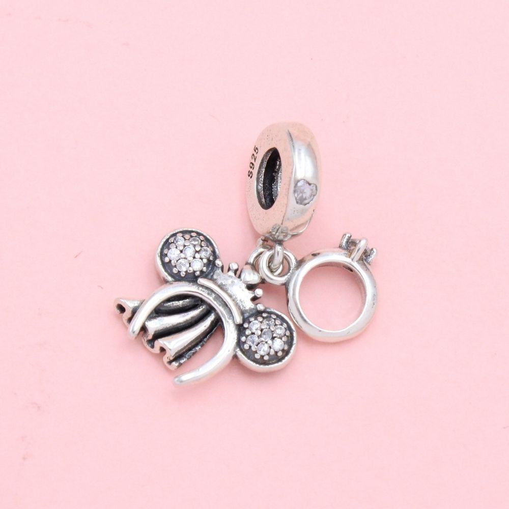 Charm de Plata .925 Minnie y Anillo Detallado con Zirconias mod. 1311