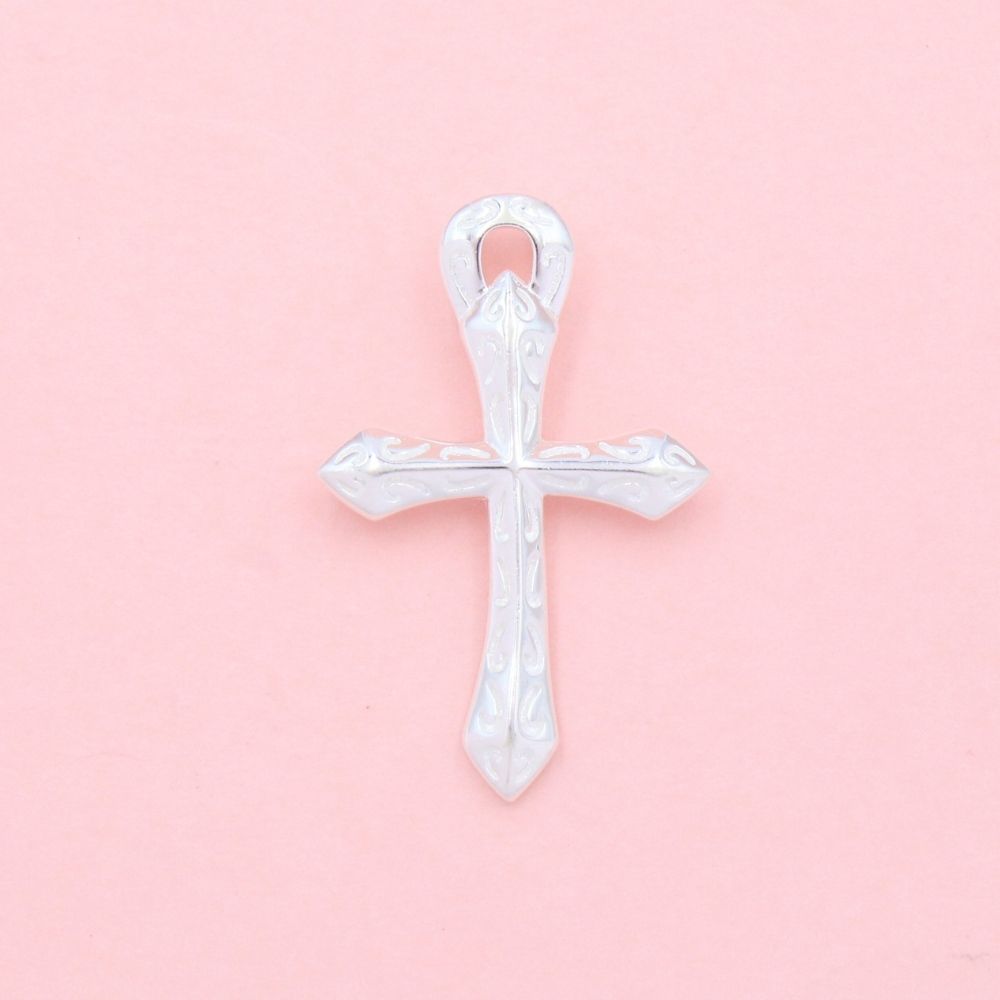 Cruz de Plata .925 Diseño Hueco con Grabado Especial mod. 1259