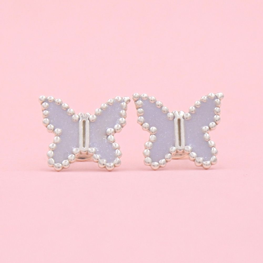 Arete de Plata .925 con Diseño de Mariposa Brillante mod. 1452