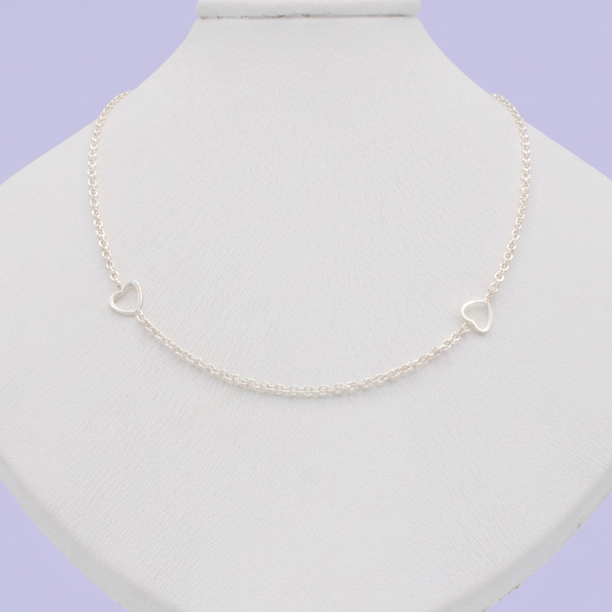 Cadena de Plata .925 Tejido Fino con Corazones mod. 3222