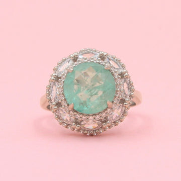 Anillo Elegante con Zirconia Redonda Color Verde Espinel mod. 0719