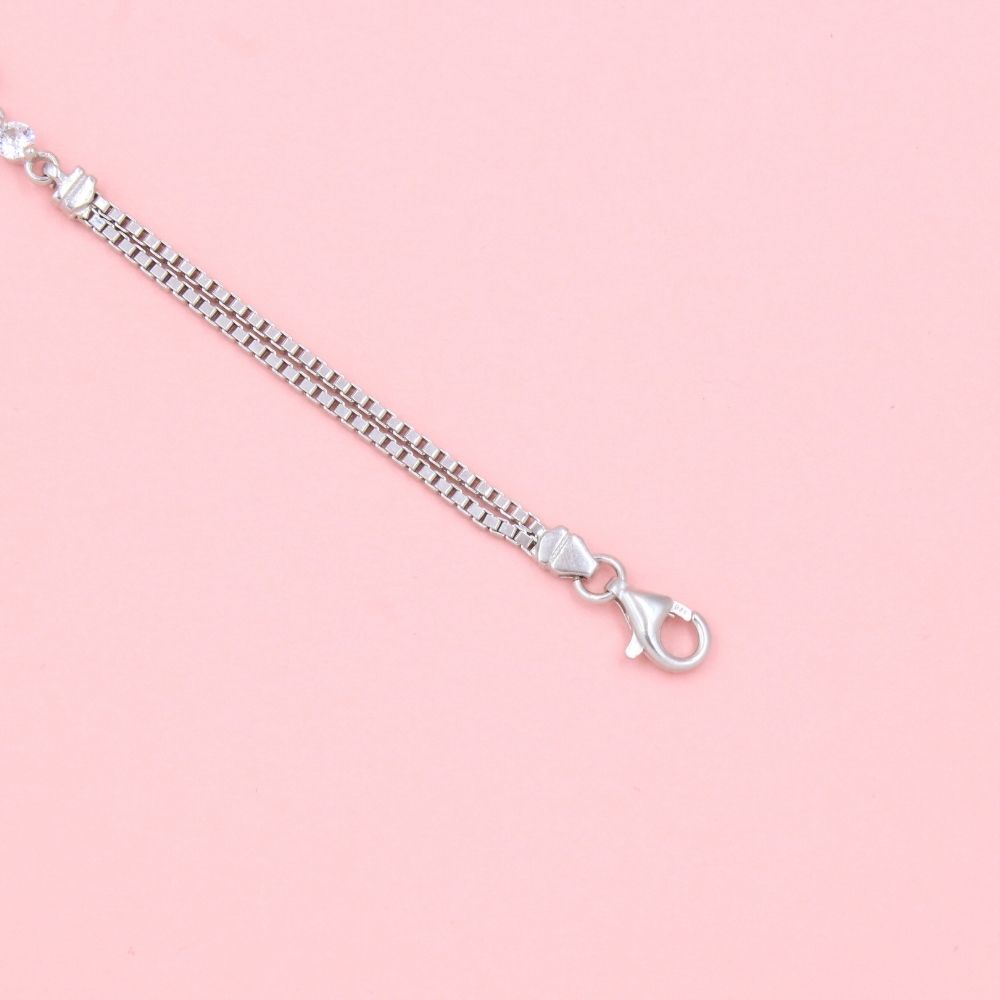 Pulsera de Plata .925 de Tejido Cubo con Zirconias Color Azul Zafiro mod. 0987