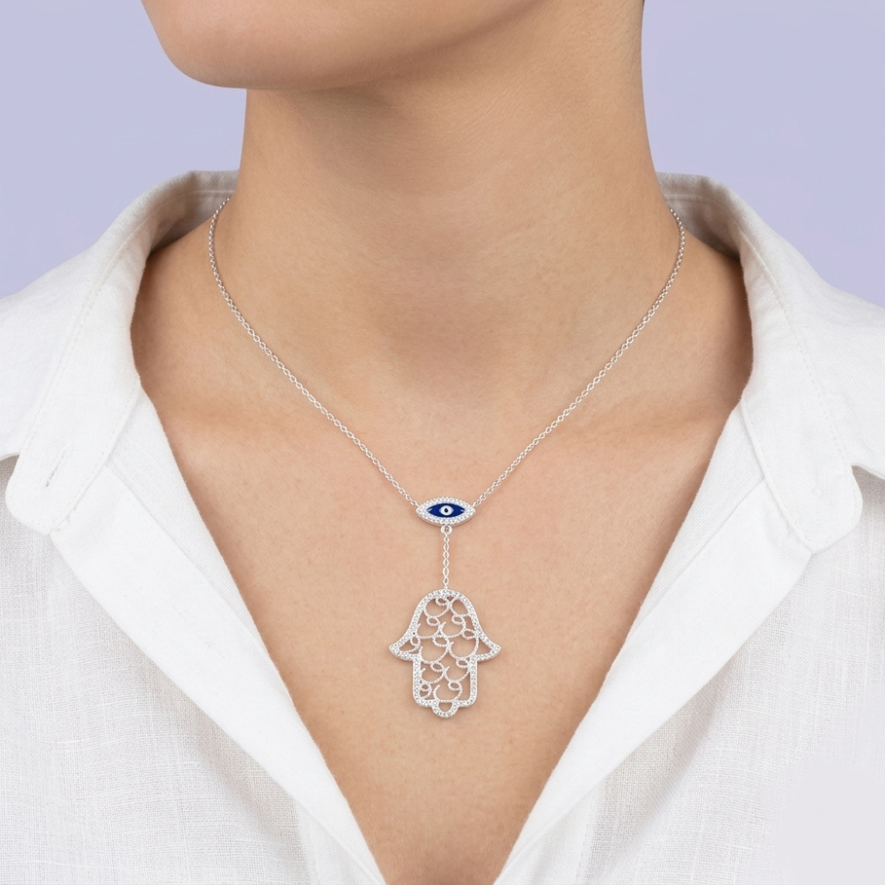 Gargantilla de Plata .925 con Diseño de Mano de Fatima  Especial mod. 2105