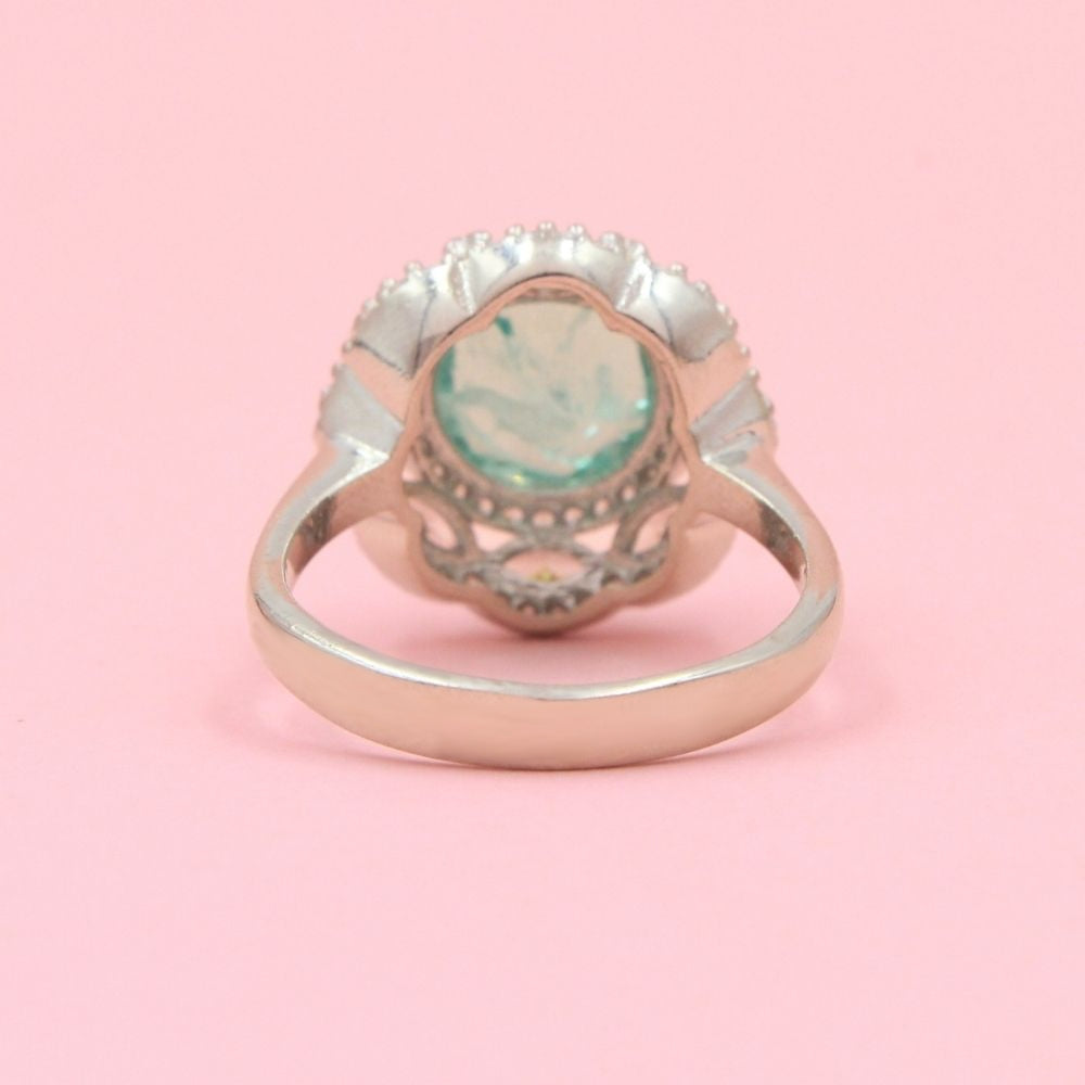 Anillo Elegante con Zirconia Redonda Color Verde Espinel mod. 0719