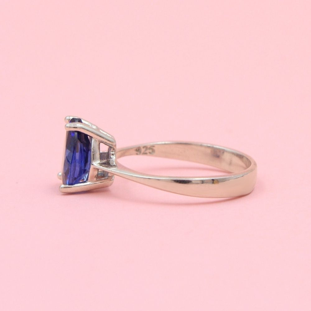 Anillo Especial con Zirconia Gota Color Azul Zafiro mod. 0720