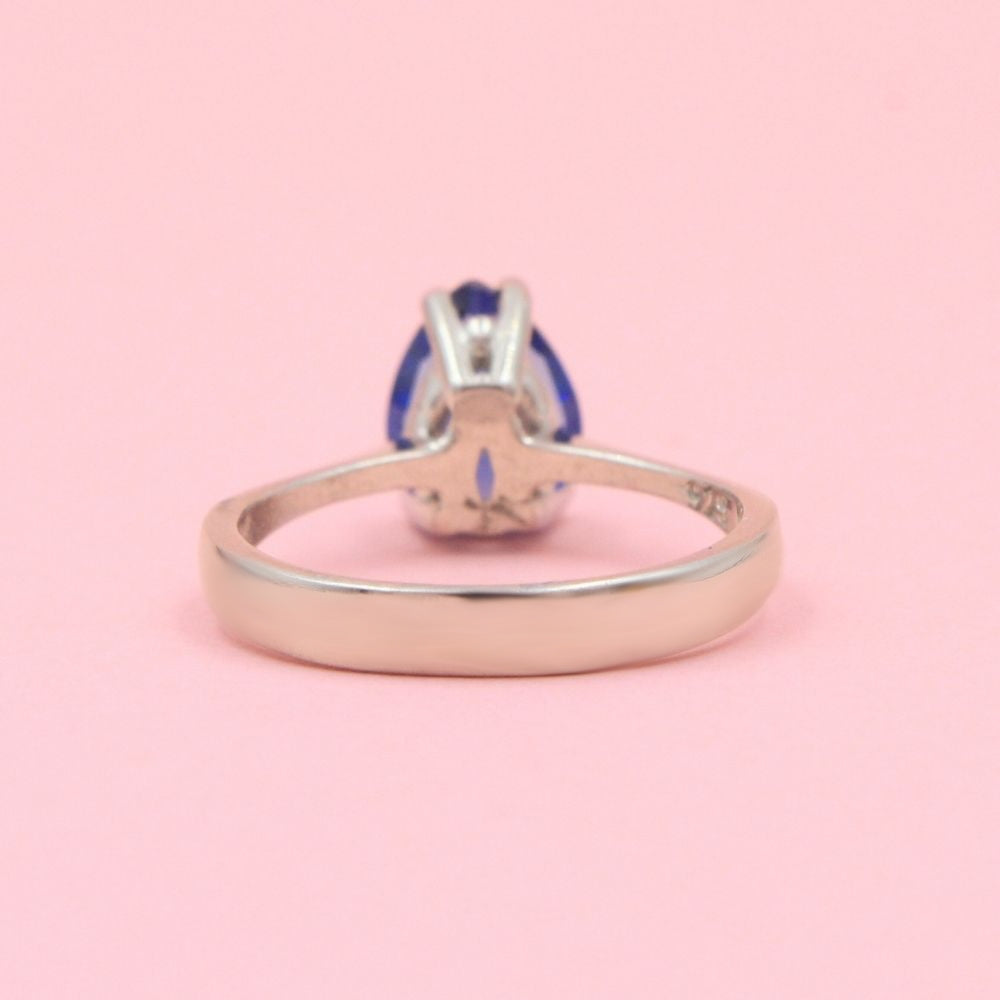 Anillo Especial con Zirconia Gota Color Azul Zafiro mod. 0720