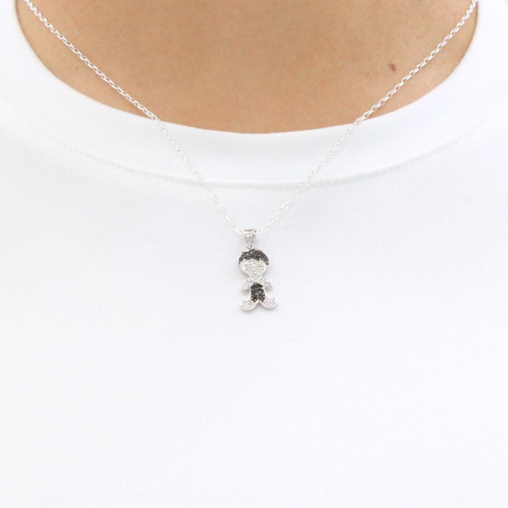 Gargantilla de Plata .925 con Dije de Niño con Zirconias mod. 1093