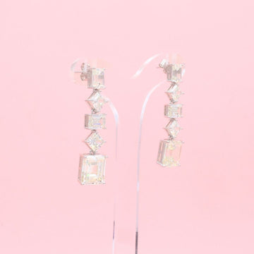 Arete Largo de Plata .925 Tira de Moissanitas de Corte Brillante mod. 1230