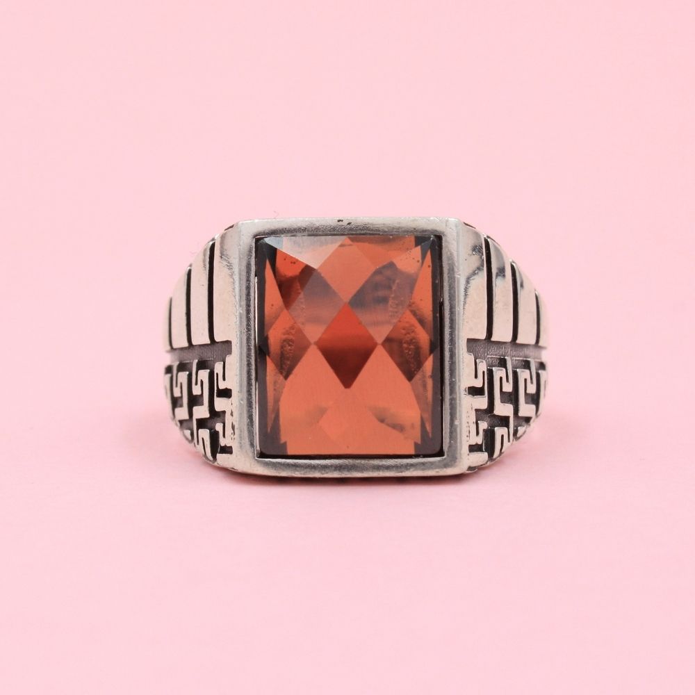 Anillo de Plata .925 Diseño Turco con Zirconia Roja 1071