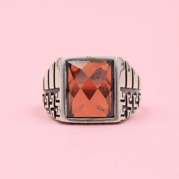 Anillo de Plata .925 Diseño Turco con Zirconia Roja 1071