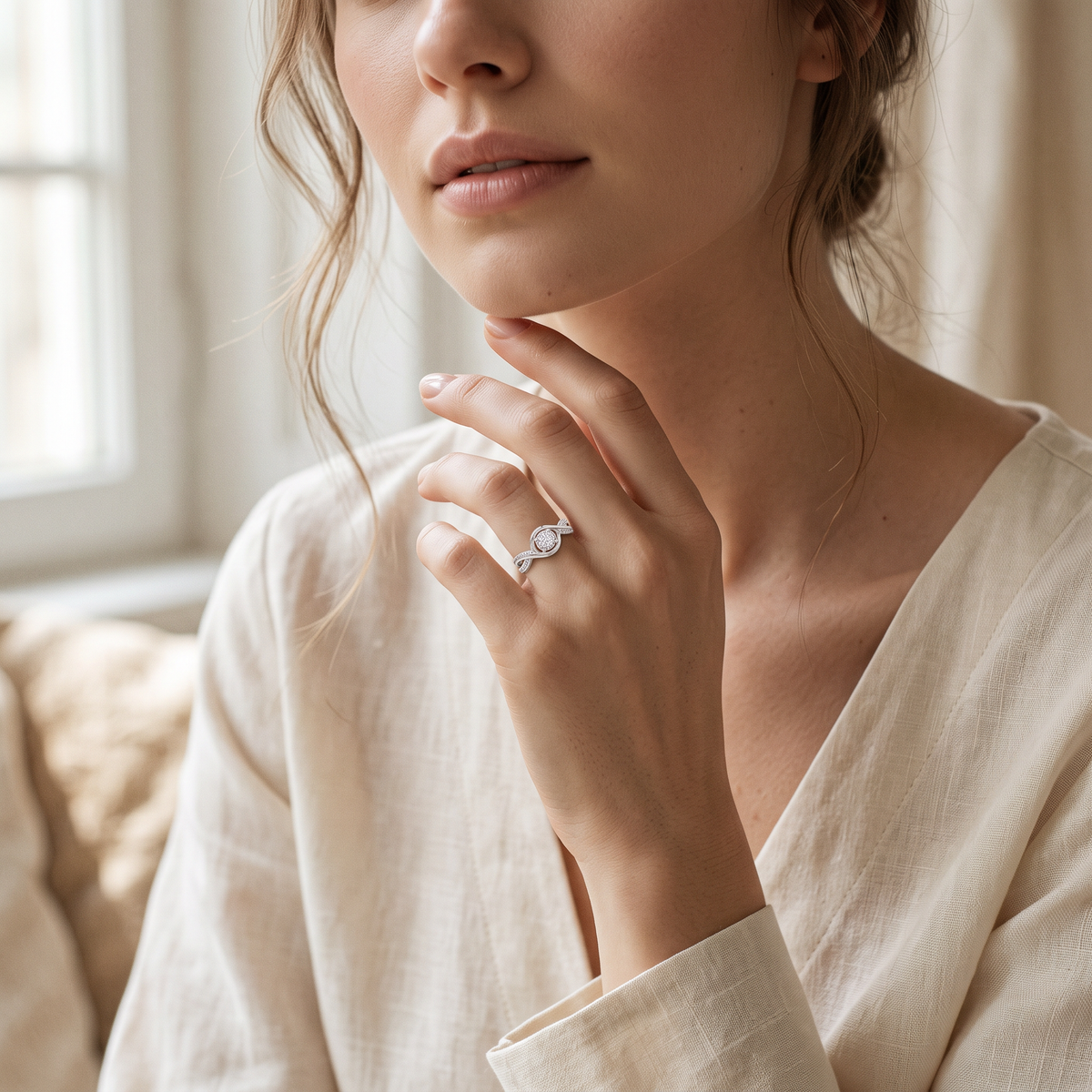 Anillo de Plata. 925 Solitario con Diseño de Infinito e Incrustación de Zirconias mod.3248